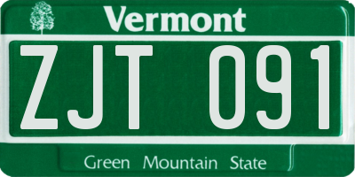 VT license plate ZJT091