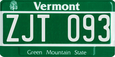VT license plate ZJT093