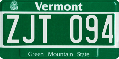 VT license plate ZJT094