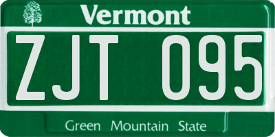 VT license plate ZJT095