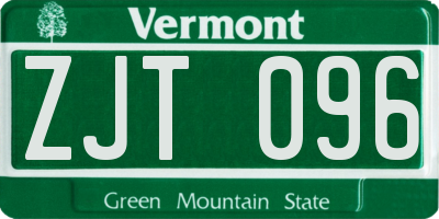 VT license plate ZJT096