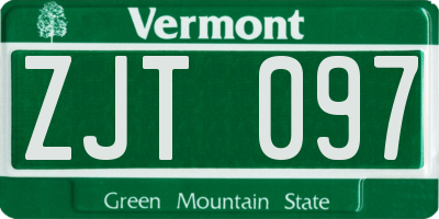 VT license plate ZJT097