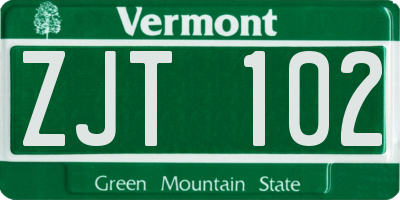 VT license plate ZJT102