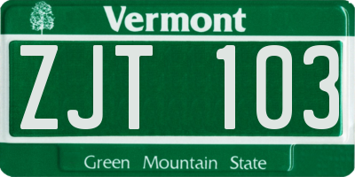 VT license plate ZJT103