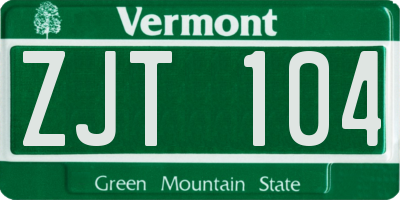 VT license plate ZJT104