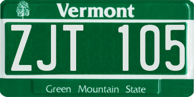VT license plate ZJT105