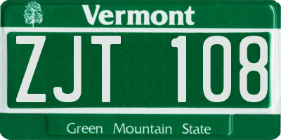 VT license plate ZJT108