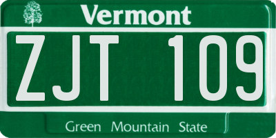 VT license plate ZJT109
