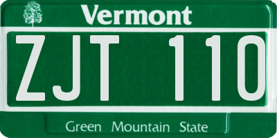 VT license plate ZJT110