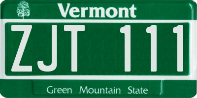 VT license plate ZJT111