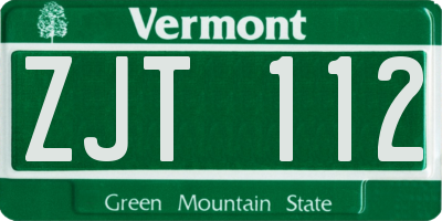 VT license plate ZJT112