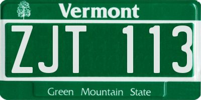 VT license plate ZJT113