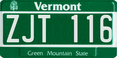 VT license plate ZJT116