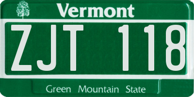 VT license plate ZJT118