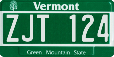 VT license plate ZJT124