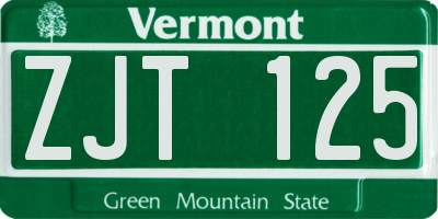 VT license plate ZJT125