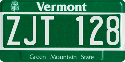 VT license plate ZJT128