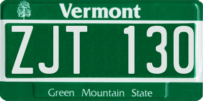 VT license plate ZJT130