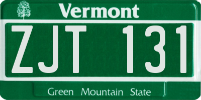 VT license plate ZJT131