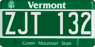 VT license plate ZJT132
