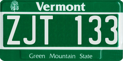 VT license plate ZJT133