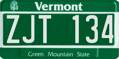 VT license plate ZJT134