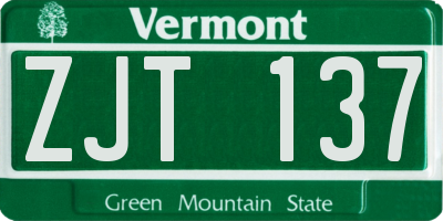 VT license plate ZJT137