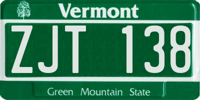 VT license plate ZJT138
