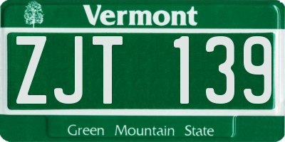 VT license plate ZJT139