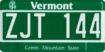 VT license plate ZJT144