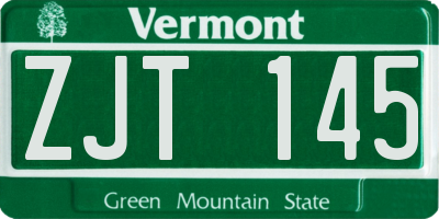 VT license plate ZJT145