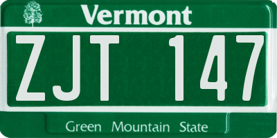 VT license plate ZJT147