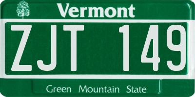 VT license plate ZJT149