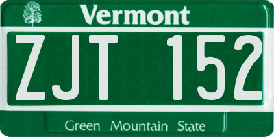 VT license plate ZJT152