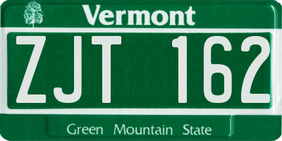VT license plate ZJT162