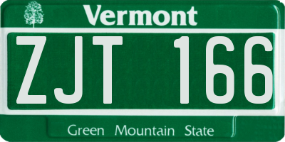 VT license plate ZJT166