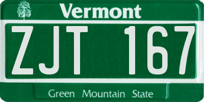 VT license plate ZJT167