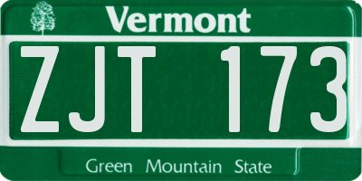 VT license plate ZJT173