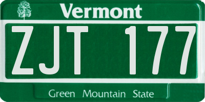 VT license plate ZJT177