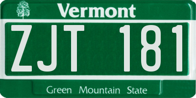VT license plate ZJT181