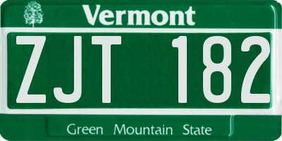 VT license plate ZJT182