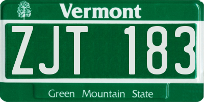 VT license plate ZJT183