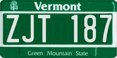 VT license plate ZJT187
