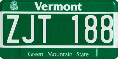 VT license plate ZJT188