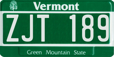 VT license plate ZJT189