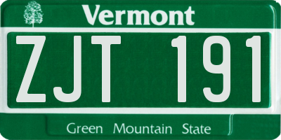VT license plate ZJT191