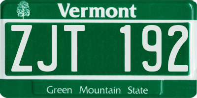VT license plate ZJT192