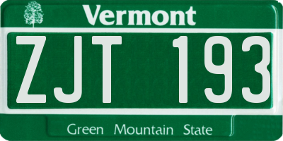 VT license plate ZJT193