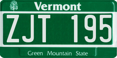 VT license plate ZJT195