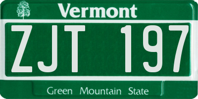 VT license plate ZJT197